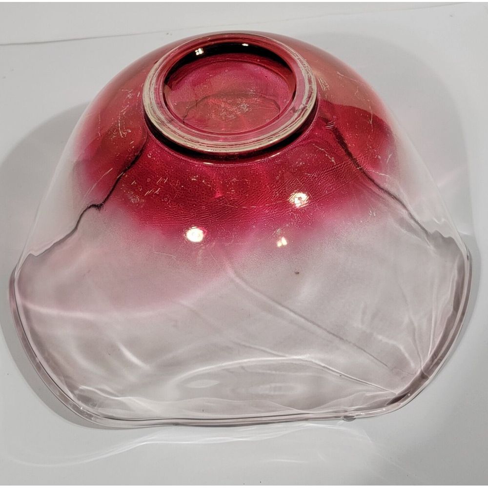 Vintage Anchor Cranberry Pink Flash Glass Bowl 9" Wide 5" Tall - Picture 6 of 7